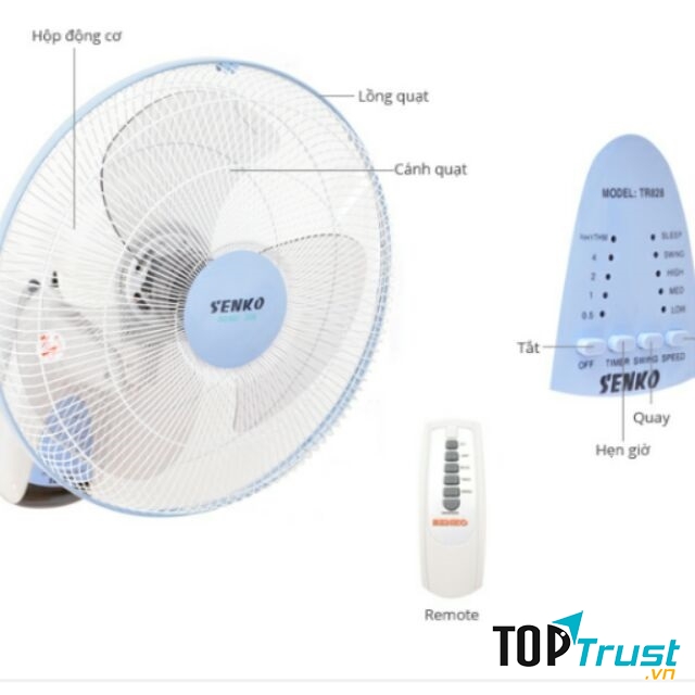 Quạt treo tường có remote Senko TR1428