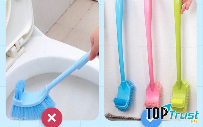 Hãy rửa sạch và phơi khô bàn chải cọ toilet, dụng cụ cọ rửa... sau đó mới để lại vị trí cũ