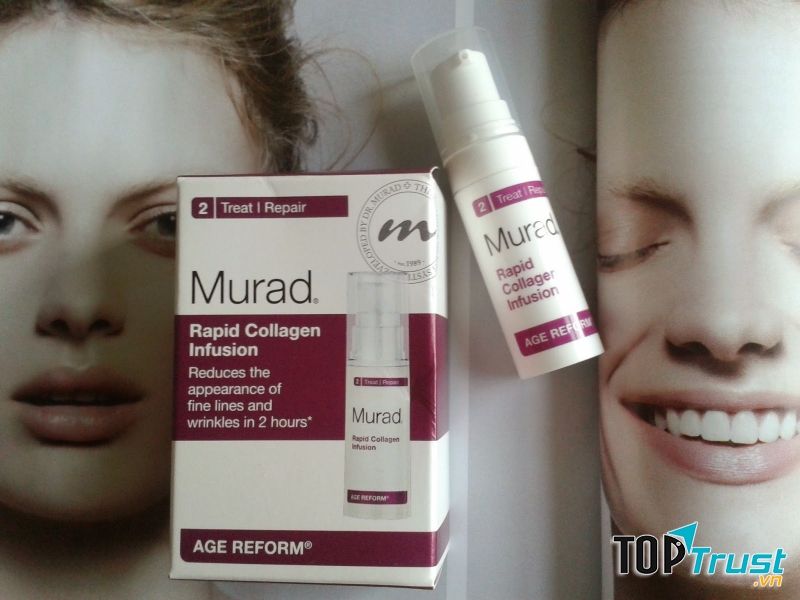Với sản phẩm Rapid Collagen Infusion Murad sẽ nâng cấp và kích thích sản sinh collagen để góp phần tái tạo lại tế bào da, loại bỏ da chết mang lại sự tươi trẻ cho gương mặt bạn nhờ acid amin trong thành phần.