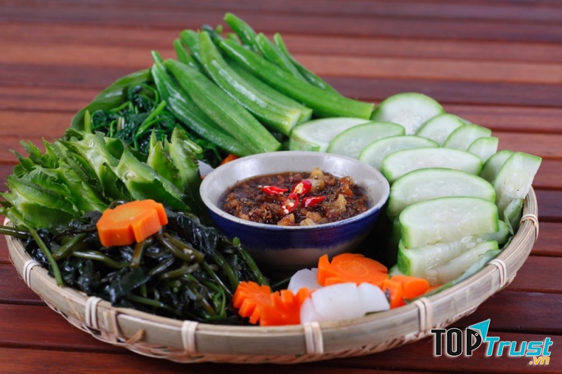 Rau luộc chấm kho quẹt