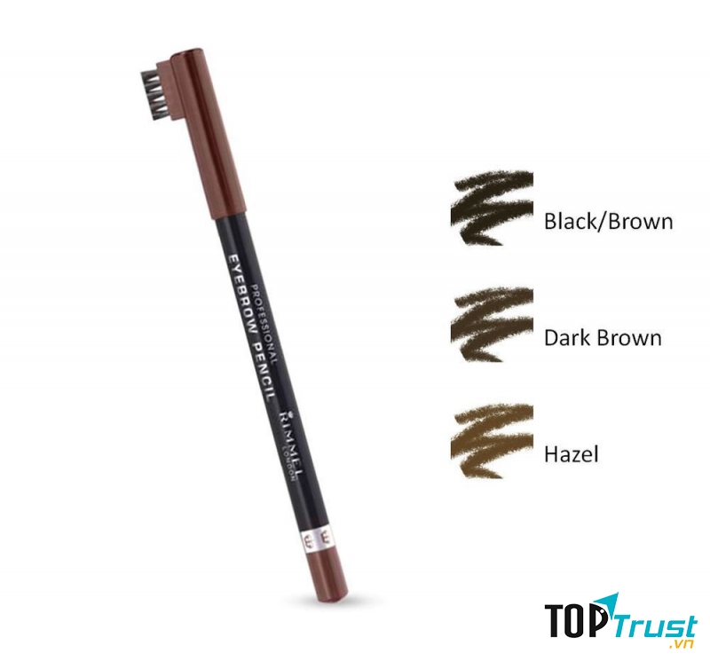 Dòng bút kẻ mày của Rimmel London được sản xuất với 3 tone màu chính là: hạt dẻ (Hazel), nâu đen (Black Brown), nâu đậm (Dark Brown).﻿