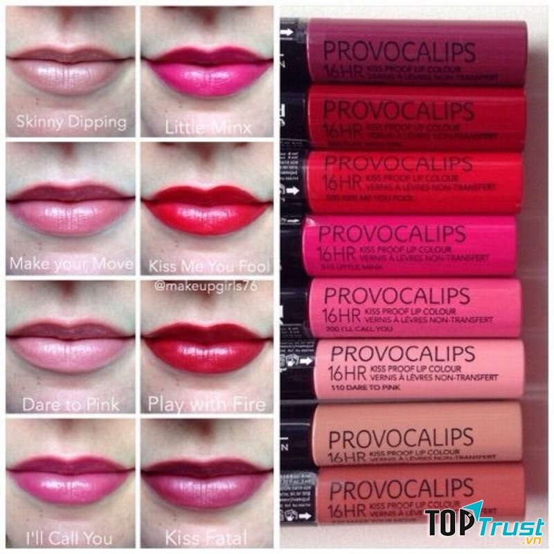 Bảng màu son của Rimmel London Provocalips