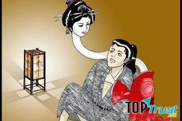 Vào buổi tối, Rokurokkubi sẽ hiện nguyên hình dạng thật