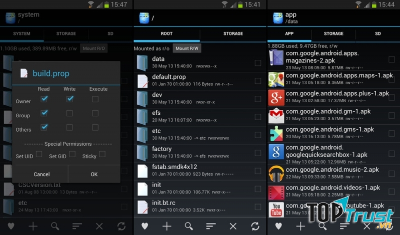 Giao diện Root Explorer.