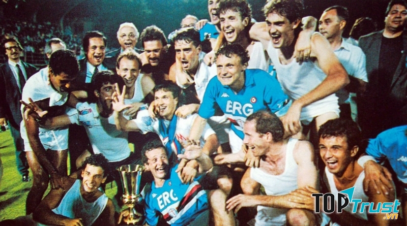 Các cầu thủ Sampdoria ăn mừng vô địch năm 1989