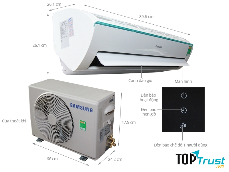 Thiết kế 2 bộ phận của chiếc điều hoà