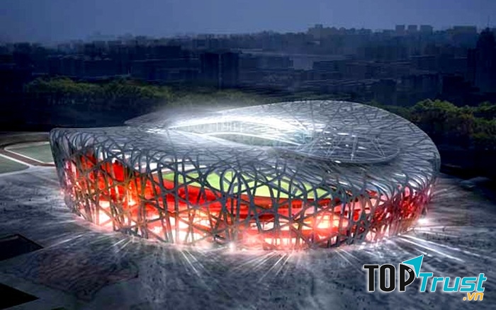 Sân vận động Quốc gia Bắc Kinh nhìn từ trên cao