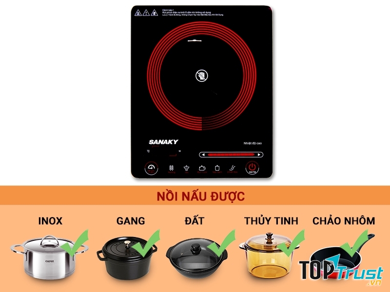 Các sản phẩm bếp hồng ngoại của Sanaky không kén nồi