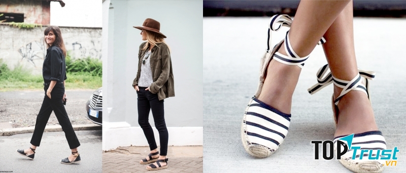 Sandal đế cói bệt mang lại cảm giác nhẹ nhàng, thoải mái
