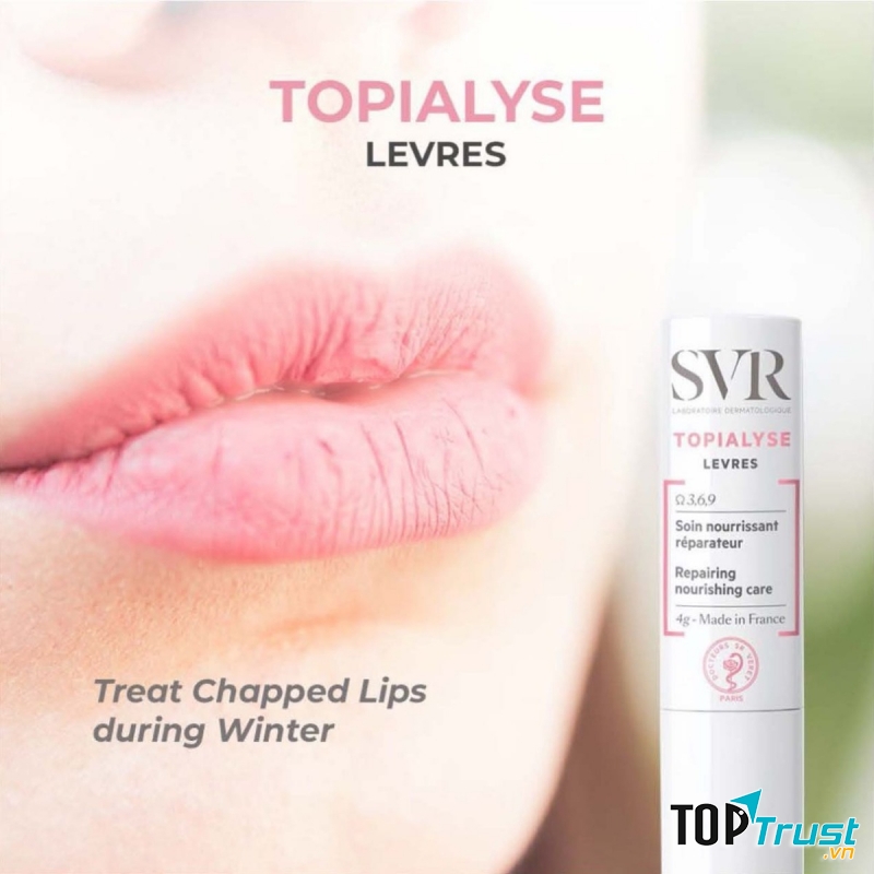 Sáp Dưỡng Ẩm Môi Dành Cho Môi Khô, Nứt Nẻ & Tổn Thương SVR Stick Topialyse Levres