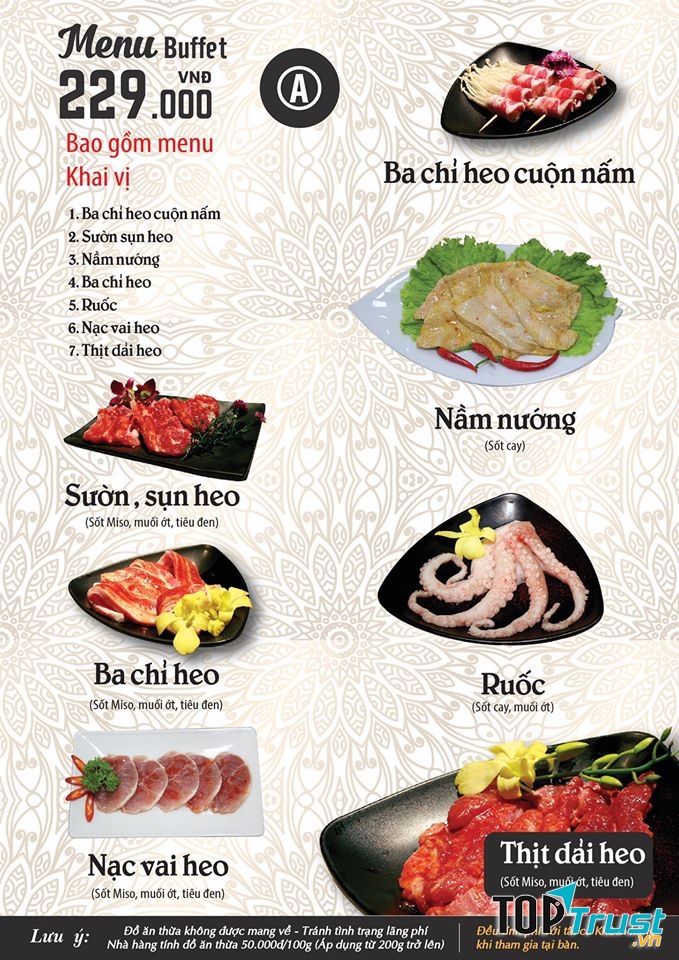 Menu rất đa dạng các combo hấp dẫn
