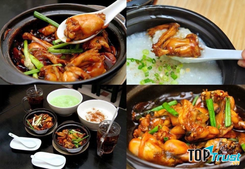 Cháo bùi bùi thơm thơm, không được cho nhiều gia vị nhằm giúp dung hoà với độ mặn mà của thố ếch