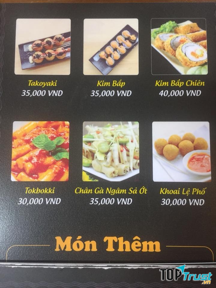 Menu quán vô cùng phong phú