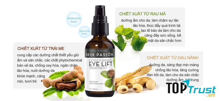 Được điều chế dưới dạng huyết thanh cao cấp với 100% thành phần tự nhiên, Eye Lift Treatment Skin Pasión là một giải pháp tối ưu để bạn nhanh chóng xóa bỏ mọi dấu hiệu hư tổn da vùng mắt