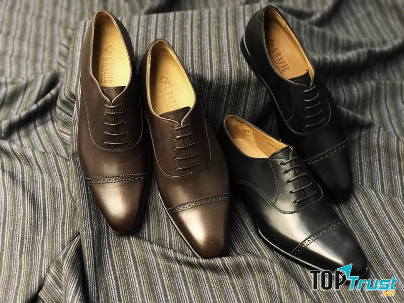 Grazie là thương hiệu giày tây, giày da nam cao cấp được sản xuất từ chất liệu da bò Ý, Pháp