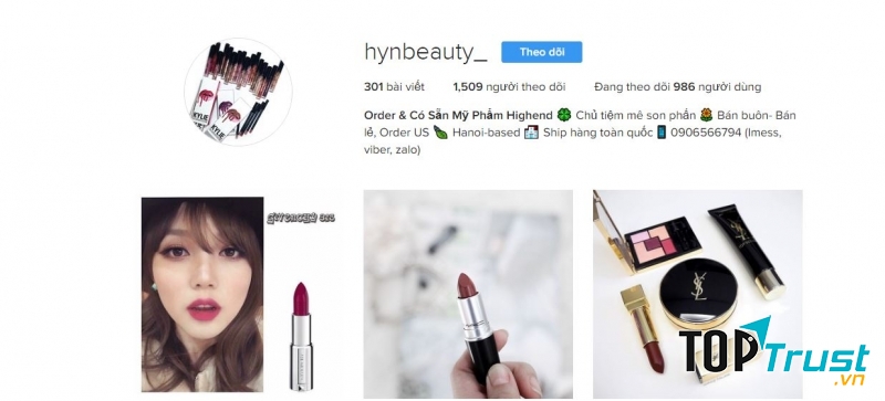 Trang Instagram của Hynbeauty