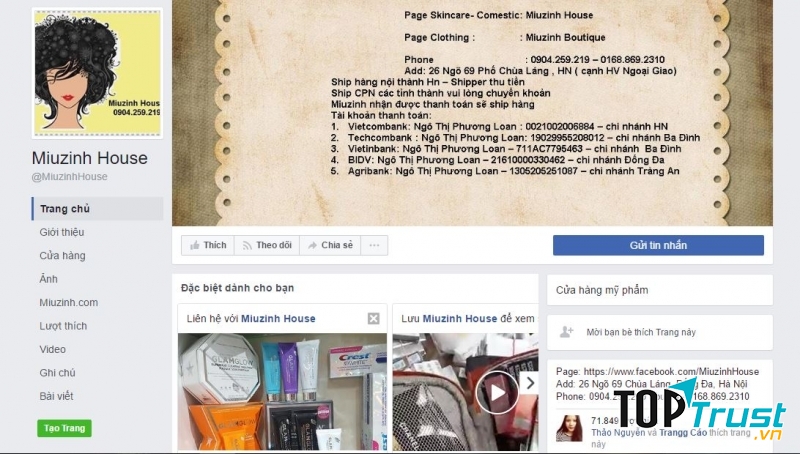 Trang Facebook của Miuzinh House