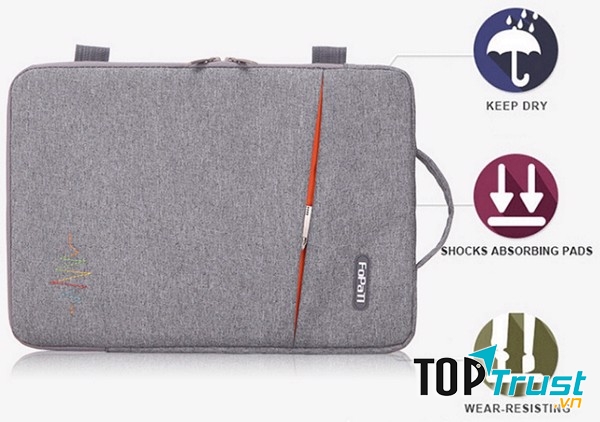 Túi chống sốc dày, chắc chắn với 2 lớp mút, bảo vệ 4 chiều cho laptop