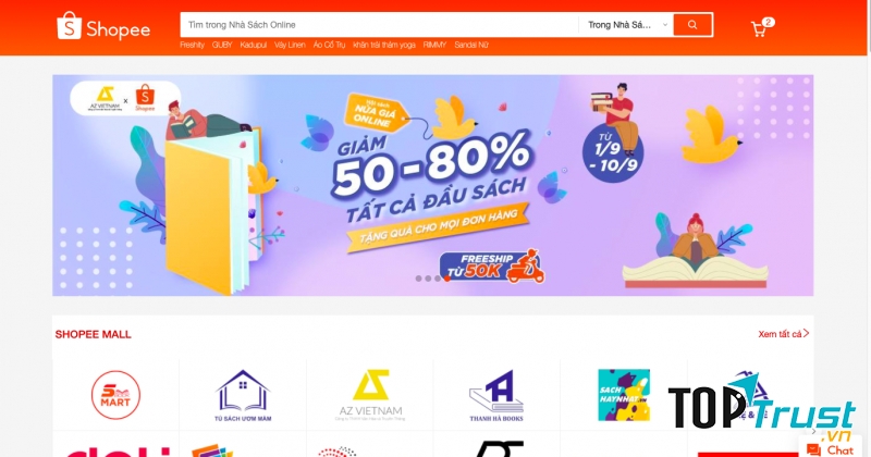 Giao diện website của Shopee