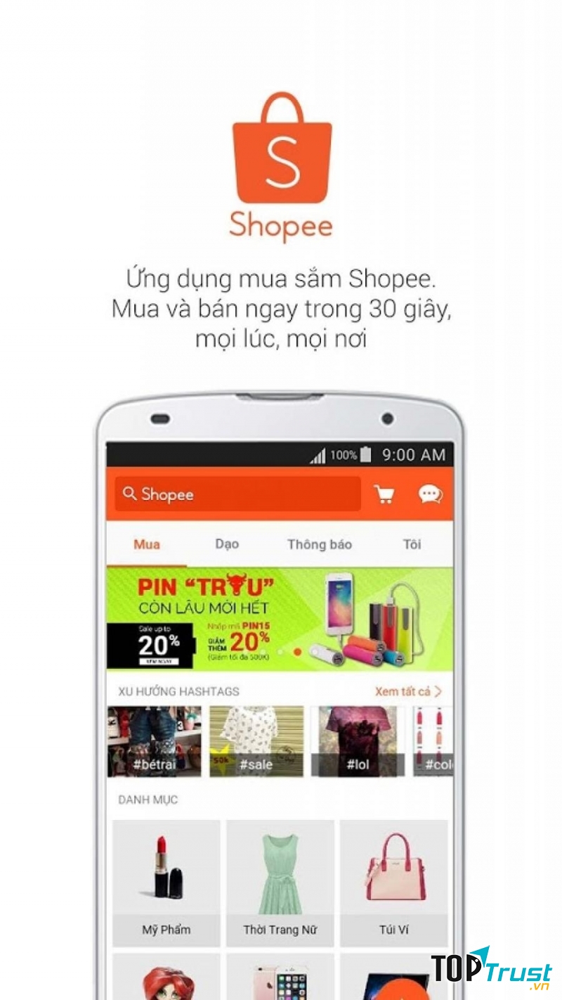 Giao diện app của Shopee.