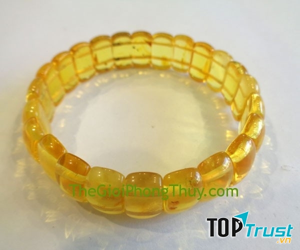 Vòng tay hổ phách hạt dẹp