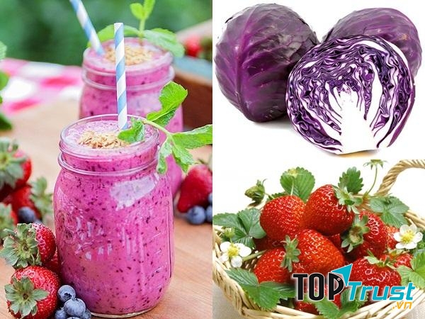 Sinh tố dâu tây, bắp cải tím