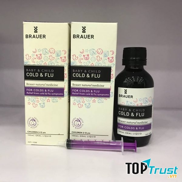 Siro trị ho, cảm cúm cho trẻ Brauer Cold and Flu 100ml: