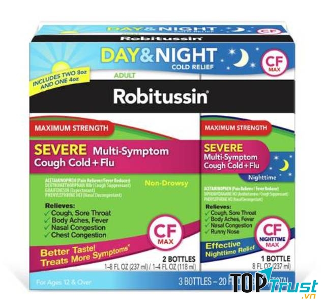 Siro trị ho, cảm cúm, viêm họng Robitussin Severe CF MAX Set 3 chai 592ml