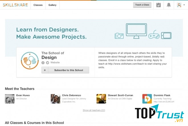 Giao diện của Skillshare
