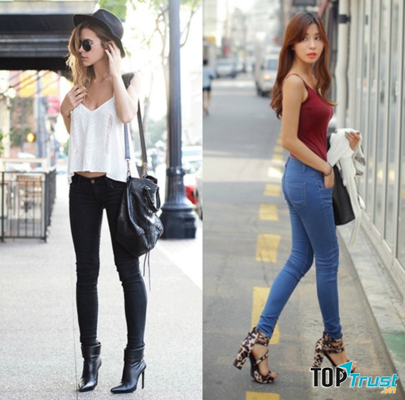 Một số gợi ý phối đồ tuyệt đẹp với áo hai dây và skinny jean