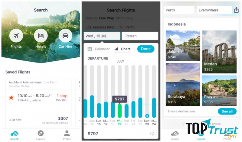 Ứng dụng đặt vé máy bay Skyscanner