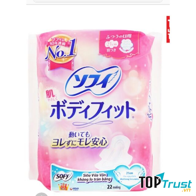 Băng Vệ Sinh Siêu Vừa Vặn Sofy Body Fit 21cm Có Cánh (22 Miếng/Gói)
