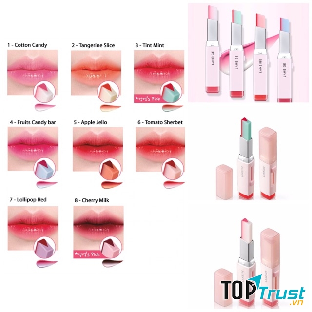 Son Hai Tông Màu Nổi Bật Laneige Two Tone Lip Bar No1 Magenta Muse