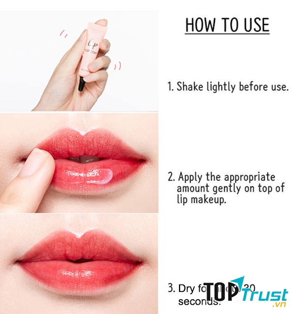 Cách sử dụng Gel Khóa Màu Son Môi MISSHA Lip Top Coat 5g