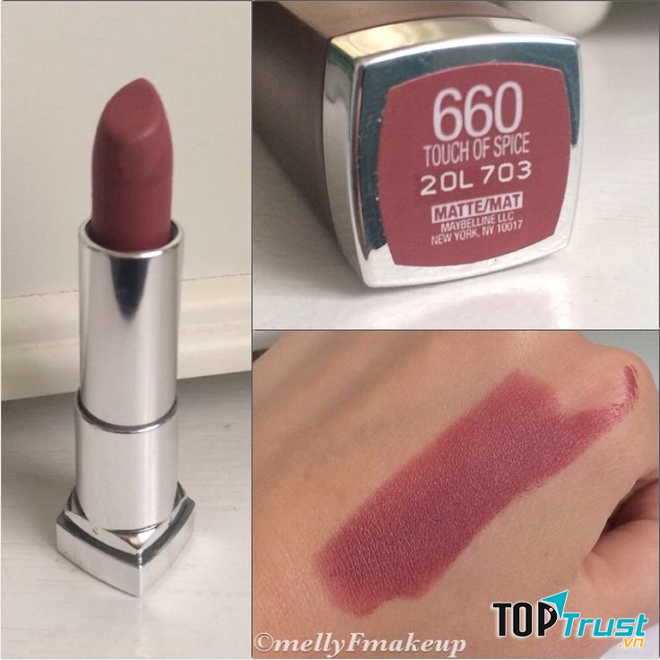 Màu Touch of Spice của Maybelline color sensational creamy matte là màu nâu hồng rất dịu dàng
