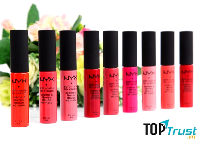 Các màu son NYX Soft Matte Lip Cream khi thoa lên môi