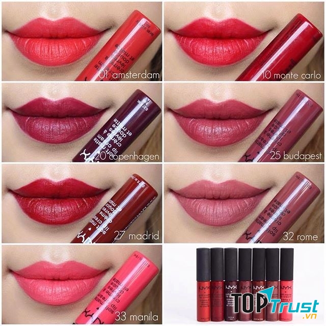 Một số màu nổi bật của Son NYX Soft Matte Lip Cream
