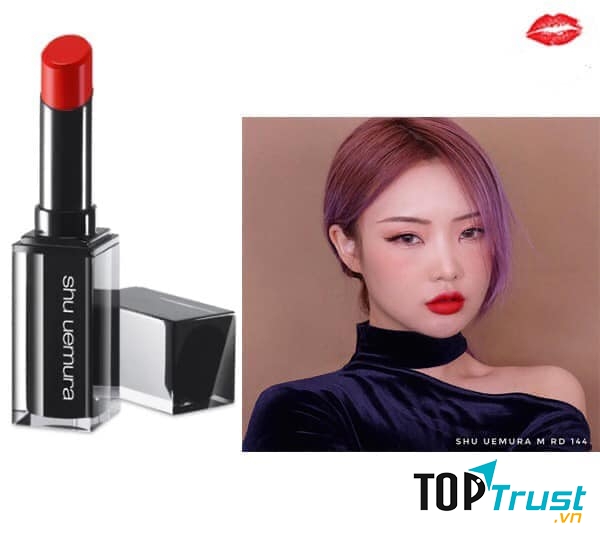 Son Shu Amplified RD 144 Màu Đỏ Tươi Ánh Cam Dòng Vỏ Đen