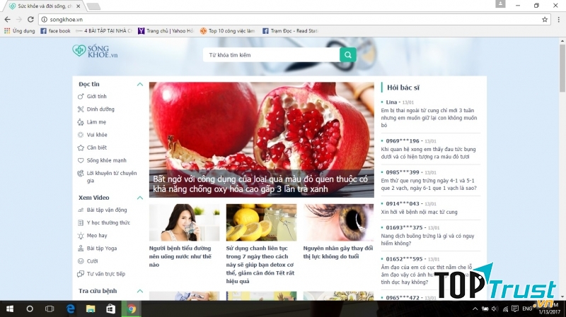 Giao diện website Sống khỏe