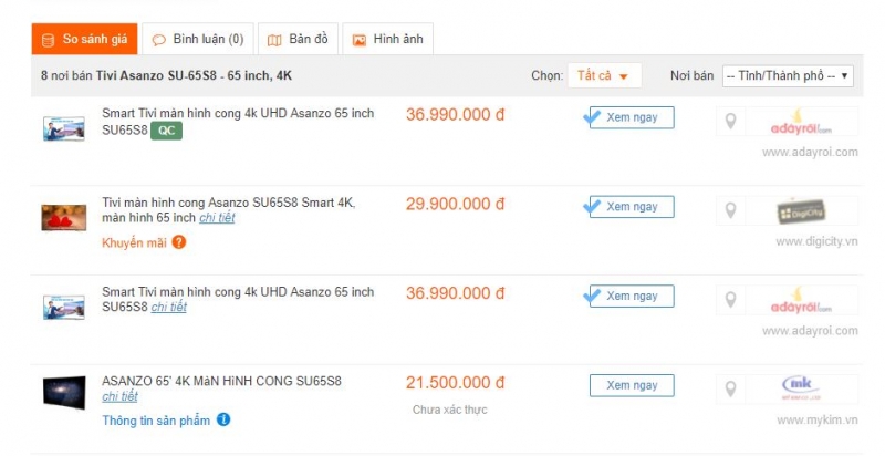 Giá cả sắp xếp chưa hợp lý