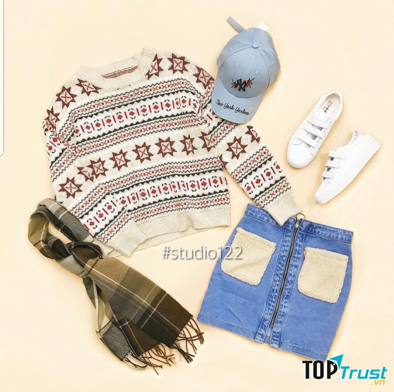 Set áo len váy gin cá tính Studio 122