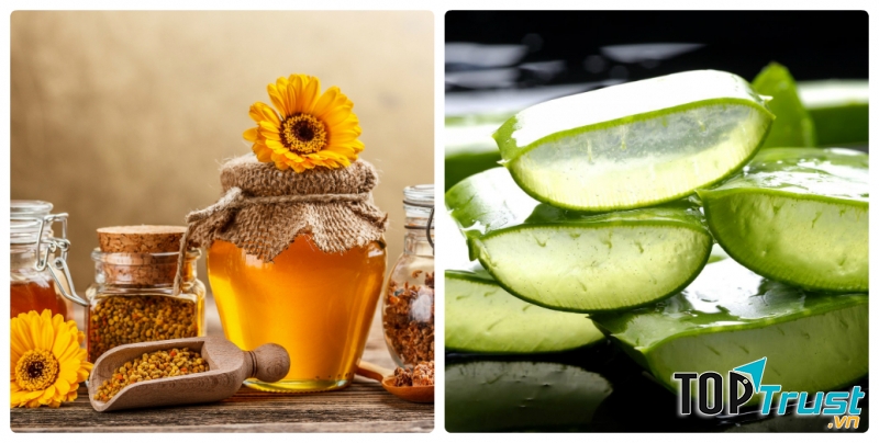 Sử dụng nha đam và mật ong.