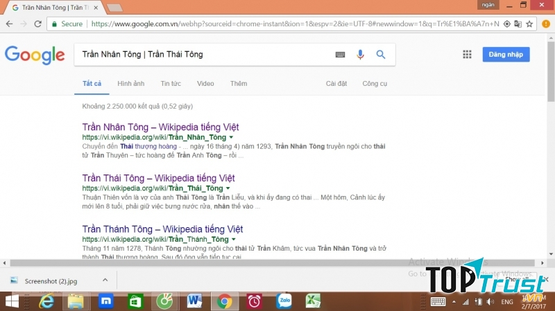 Sử dụng biểu tượng | khi tìm kiếm nhiều từ khóa riêng biệt