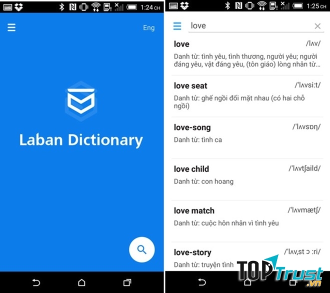 Sử dụng từ điển trực tuyến trên smartphone