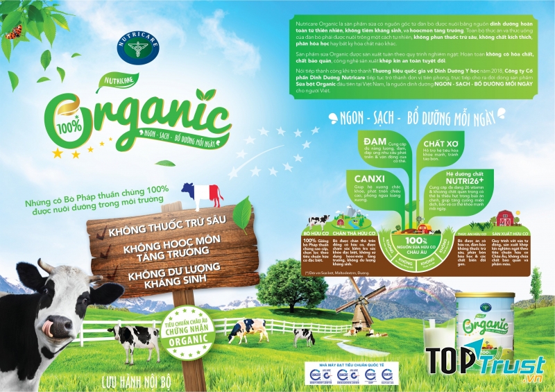 Sữa bột hữu cơ 100% Nutricare Organi