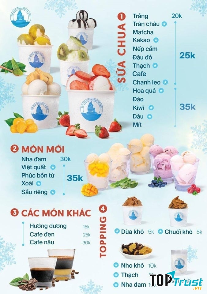 Menu sữa chua trân châu Hạ Long