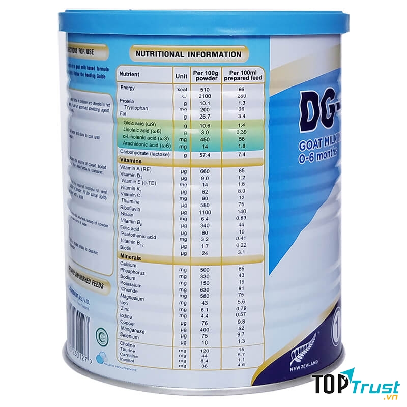 Sữa dê công thức DG-1 400g