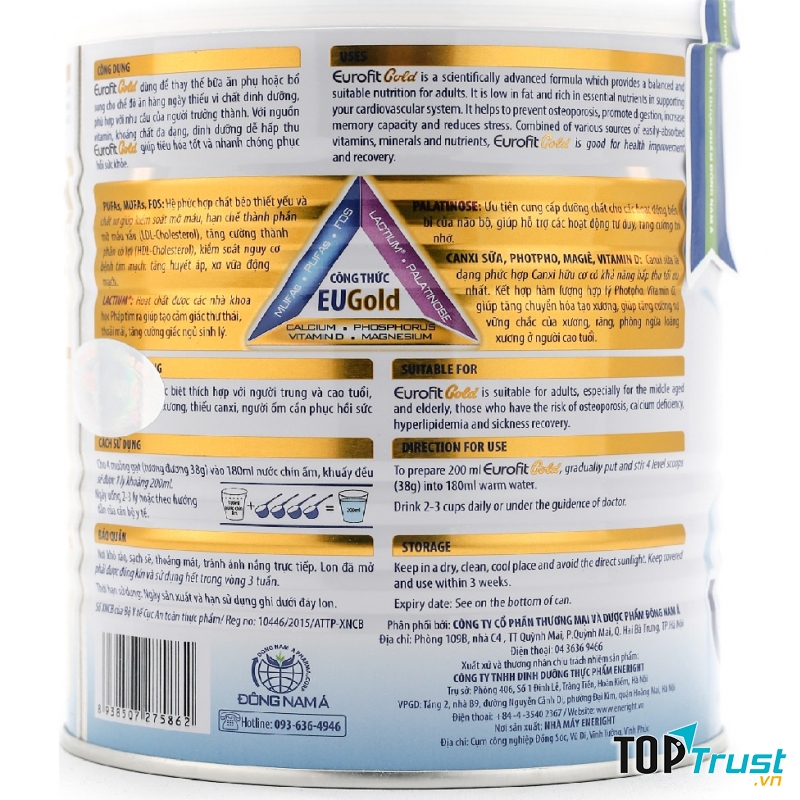 Những thành phần có trong Sữa Eurofit Gold