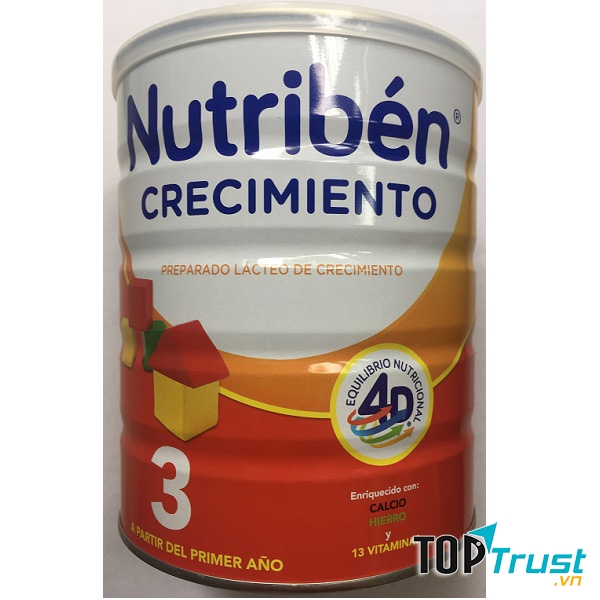 Sữa Nutribén Nhập Khẩu Số 3, Cho Trẻ 1-3 Tuổi, 800g