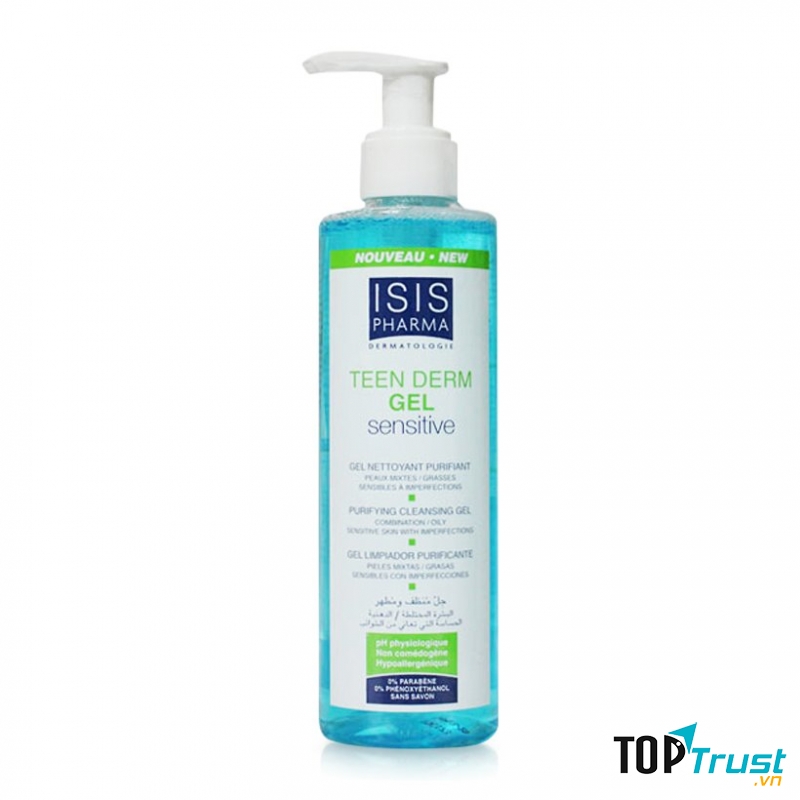 Sữa rửa mặt ISIS Pharma Teen Derm Gel Sensitive dung tích lớn với vòi pump tiện lợi